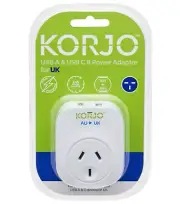 Korjo USB-C + A Charger - AUS/NZ Socket for UK Plug - Power Adaptor