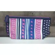 ESTEE LAUDER COSMETIC MAKE UP BAG GEOMETRIC DESIGN PINK BLUE WHITE