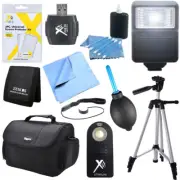 Special 11 Piece Accessory Kit for SLR Cameras w Flash, Tripod, Carry Bag & More