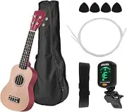 ZHOUMIN 21 Inch Colored Acoustic Soprano Ukulele Ukelele Uke Kit Basswood with Carry Bag Uke Strap Strings Picks Tuner