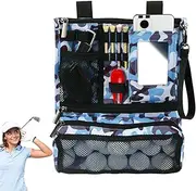 Golf Accessory Bag - Small Organiser Bag for Golfers | Multi-Purpose Zip Valuables Holder | Foldable Bag for Balls and Phone | Durable Glove Storage Bag, Golf Game Essentials