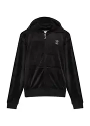 Juicy Couture Kids Logo Hooded Velour Sweatshirt (7-16 Years) - Black - 14-15Y (14 Years) 14-15Y (14 years)