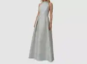 $440 Aidan Mattox Women's Blue Metallic Jacquard Sleeveless Gown Dress Size US 4