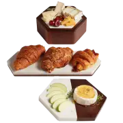 Libbey Urban Story 3-Piece Wood and Marble Tray and Bowl Entertaining Set
