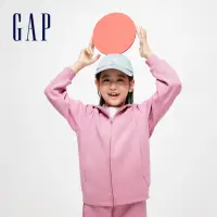 在飛比找momo購物網優惠-【GAP】女童裝 Logo連帽外套 空氣三明治系列-粉色(8