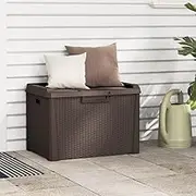 73 x 50.5 x 49.5 cm Garden Storage Container, PP Storage Box for Organization Patio Furniture, Outdoor Cushions, Garden Tools, Brown
