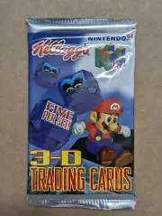 Nintendo 64 3-D Mario Bros. Trading Cards Sealed Kellogg's 5 Cards 1996 Vintage