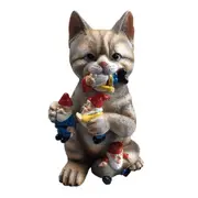 Garden Gnome Cat Statues Dinosaur Eating Gnomes Garden Decor