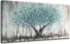 Arjun Tree Wall Art Teal Blue Nature Tree of Life Abstract Canvas Painting