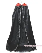 Halloween Party Black Red Bling Long Cloak Vampire Boy Girl Cape Costume Unisex