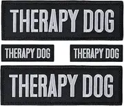 ZESION 4 Pcs Therapy Dog Patch, Tactical Vest Removable Embroidered Hook and Loop for Dog Carrier, Harness, Collar