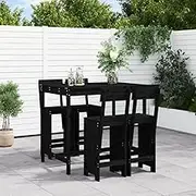 VRAXO 5 Piece Garden Bar Set Black Solid Wood Pine -52.5KG,3157809