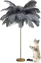 Ostrich Feather Floor Lamp, 160 cm Height, 3-Colour LED, Standing Light for Living Room Bedroom Office,Gray,Large