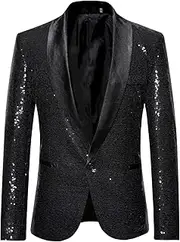 [Helluva Boss] Men's Disco Blazer Tuxedo Shiny Jacket Metallic Sequin Suits 70s Disco Prom Outfit for Men