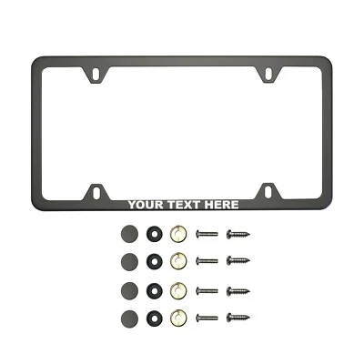 Laser Etching Customize Four Hole Slim Matte Flat Black License Frame +Screw Cap (for: Mini)