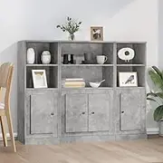 Highboards 3 pcs, Concrete Grey Engineered Wood, Stylish Storage Cabinet Solution for Kitchen and Living Room