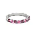 925 Sterling Silver Round 2.50 MM Rhodolite Pink Tourmaline Eternity Women Ring