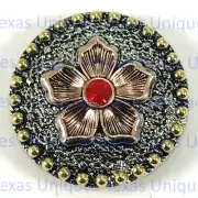 Rose Concho Silver With Red Cabochon CON414-H