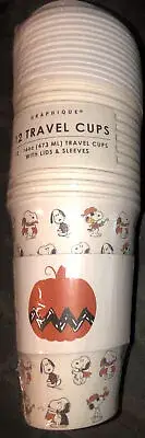 Peanuts~Snoopy/Dressed/Halloween~16oz TO GO Travel Cups/Lids & Sleeves~NEW~12 Ct