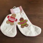2 Nicole Miller Christmas Stockings Gingerbread Man New Striped 8”x22”