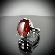Yemen Agate - Natural Red Agate Stone Ring 925 Silver - Yemeni Aqeeq
