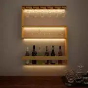 Modern Backlit Wooden Bar / Mini Bar Cabinet in Light Oak Finish - 30 inch