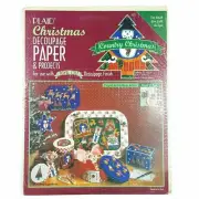 Vtg 90s Plaid Country Christmas Decoupage Paper Projects 21" x 32-3/4" Craft Art