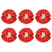Crepe Paper Flowers, Bright Red Tissue Paper Flowers - 6 x 6 Inch / 6 Pcs