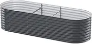 [GREEN FINGERS] Garden Bed Galvanized Steel Planter Box, 240 x 80 x 56cm Oval Gardening Supplies Plant Containers Patio, Elevated Raised Beds Rectangle for Vegetables Flowers Herbs