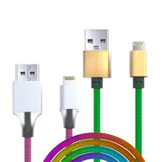 Laser 2m (2-pack) MFi Lightning to USB-A Cable Nylon Braid (Rainbow)