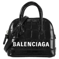 在飛比找momo購物網優惠-【Balenciaga 巴黎世家】品牌LOGO鱷魚紋超迷你手