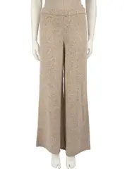 Beige Wool Wide Knit Trousers