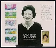 USPS Lady Bird Johnson Collectible US Postage Forever Stamps Sheet