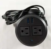 Desk Power Grommet PD 20W USB C 3 inch Desktop Recessed Power Outlet Socket 2 AC