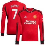 Manchester United EPL adidas Home Shirt 2023-24 - Kids - Long Sleeve - with Mount 7 printing