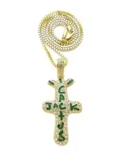 New Iced Cactus Jack Cross Pendant Box, Rope, Cuban Chain Hip Hop Necklace XZ350