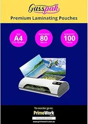 2 Pack of 100 Gusspak Laminating Pouches A4 80 Micron Gloss