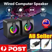 USB 3.5mm Wired Computer Speaker for Desktop PC Laptop Stereo RGB Light SoundbGV