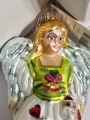 Radko FOR ALWAYS ANGEL 99-017-0 glass blown hand painted ornament NIBWT