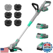 Litheli 20V 12 Inch Cordless String Trimmer/Edger, 2 X 2.0Ah Battery Powered