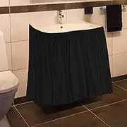 Sink Skirt for Bathroom, 32.7x55.1in Polyester Decorative Sink Curtain Bathroom Waterproof Skirt Curtain Practical Accessories Supplies for Kitchen Laundry Room (Black)