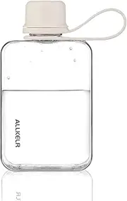 ALLKELR Portable Flat Water Bottle,BPA Free Reusable Tritan Plastic Travel Water Bottle Cup,Lightweight Leakproof Slim Water Bottle Fits Purse,Backpacking, Hiking (White, 8 oz)