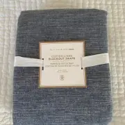 Pottery Barn Teen Linen Cotton Blackout Curtain Panel 52x96 Navy Blue