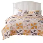 Greenland Home Fashions Pinwheel & Posey Quilt Set for Bed Peach