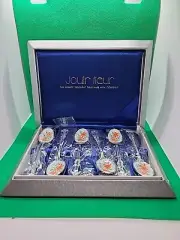 Set of 6 Jouir Fleur Cloisonne Enameled Teaspoons New with Box Orange Flowers