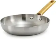 GreenPan Stainless Steel Tri-Ply Reserve 8” Frying Pan Skillet, Multiclad Cookware, PFAS-Free, Induction, Oven & Broiler Safe to 600°F, Heat Responsive Core, Dishwasher Safe, Gold Handle