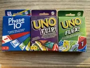MATTEL UNO FLEX - UNO FLIP - Phase 10 - DOUBLE SIDED CARD GAME FOR 2-10 PLAYERS