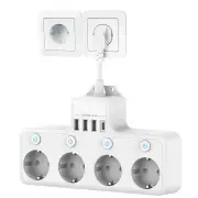 16A 4000W EU Plug Power Strip 4-Way USB Port Electrical Socket Power Strip Individually Switchable Home Adapter Surge-Pr