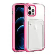 Nevenka Clear Card Case Slim Fit Protective Soft TPU Case with Card Holder for iPhone 13/13Pro/Pro Max-RoseRed