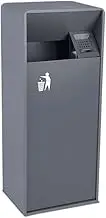 Outdoor Trash Can 19L/40L Outdoor Wastebasket Gray Square Metal Wastebasket with Side Opening, Modern Commercial Wastebasket with Ashtray Outside Garbage can(Medium)